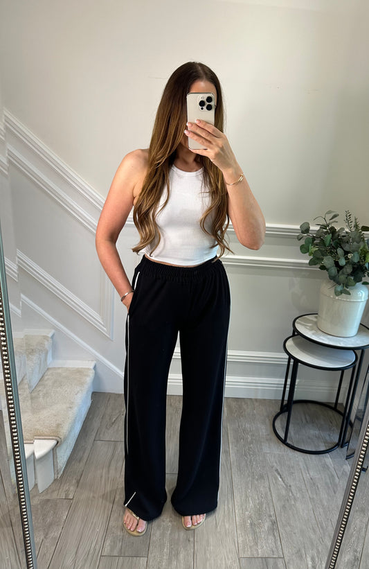 Black White Stripe Trousers