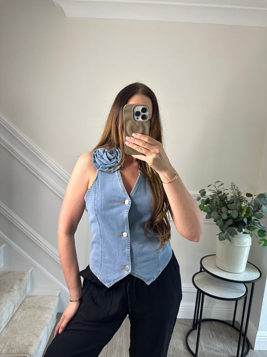 Denim Rose Waistcoat