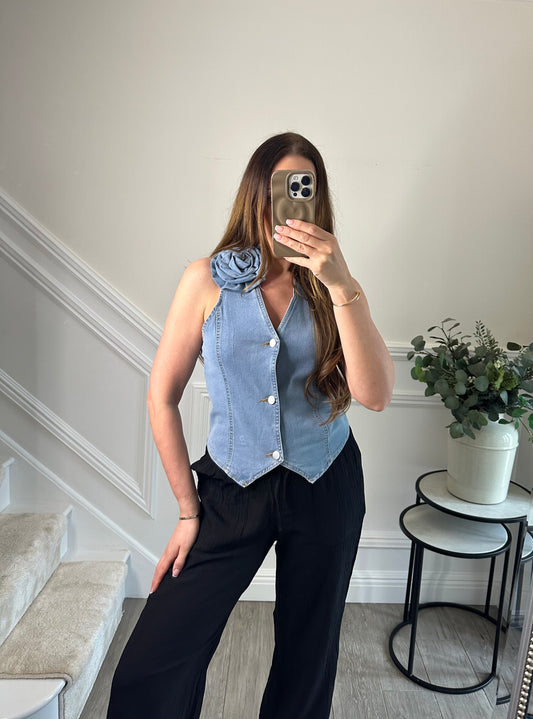 Denim Rose Waistcoat