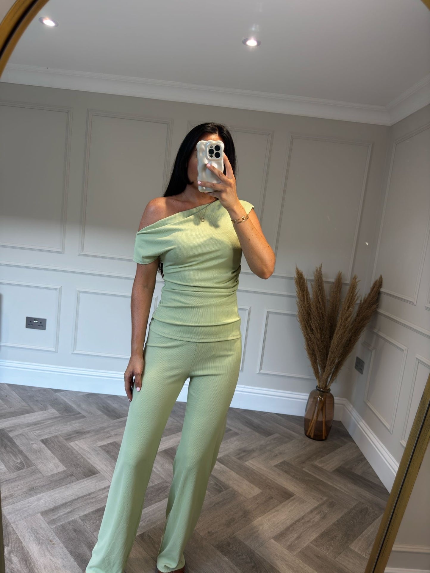 Sage Off The Shoulder Lounge Set