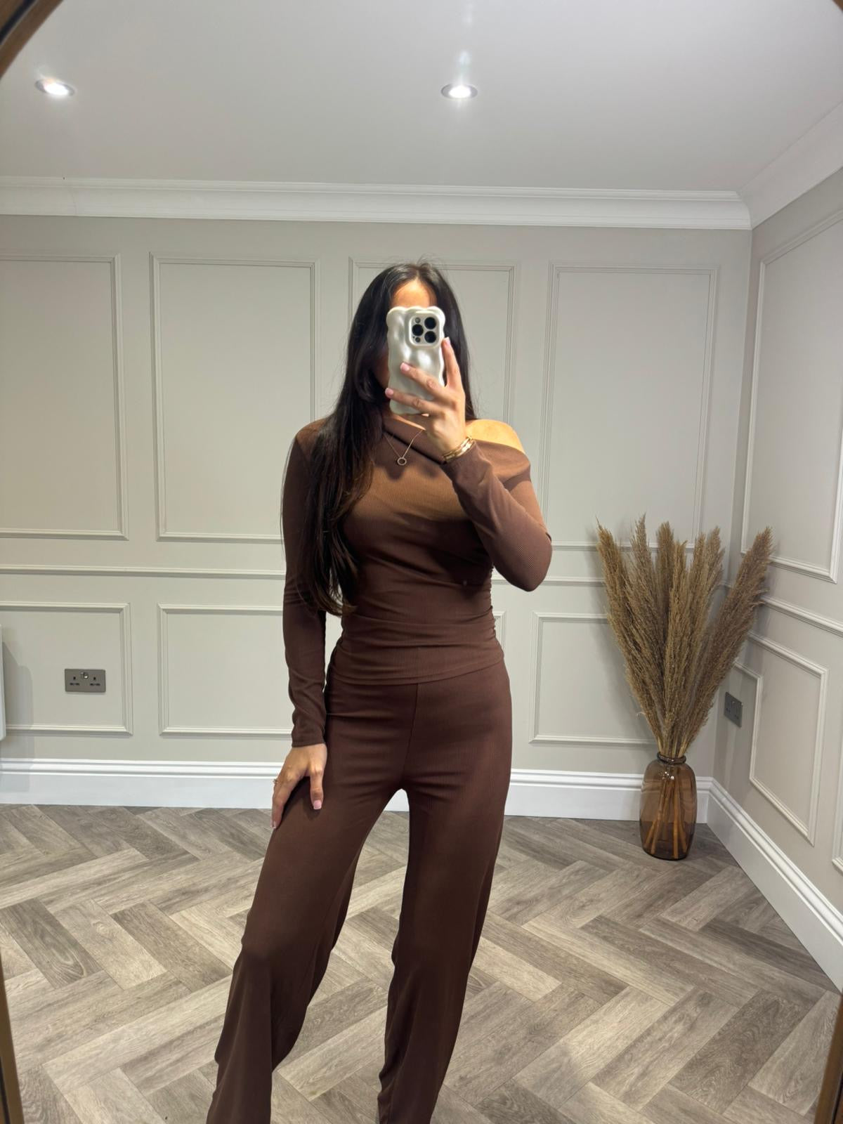 Brown Long Sleeve Lounge Set