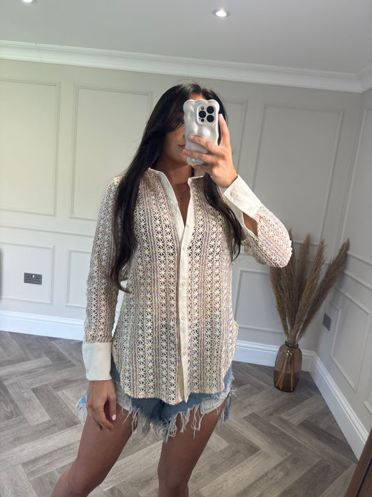 Crochet cream shirt