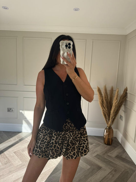 Leopard Puff Ball Skirt