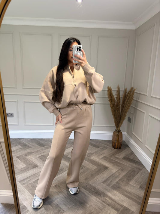 Beige Bomber Tracksuit