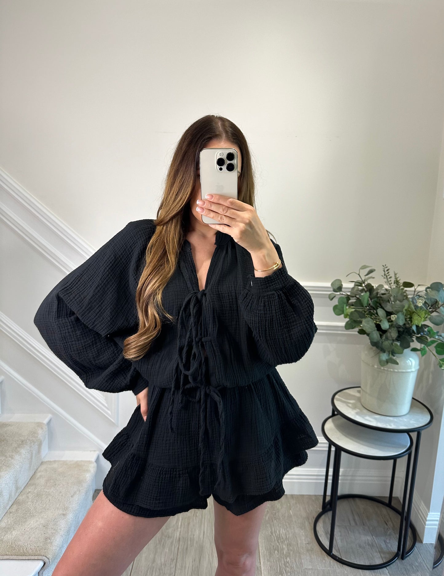 Black Tie Front Playsuit