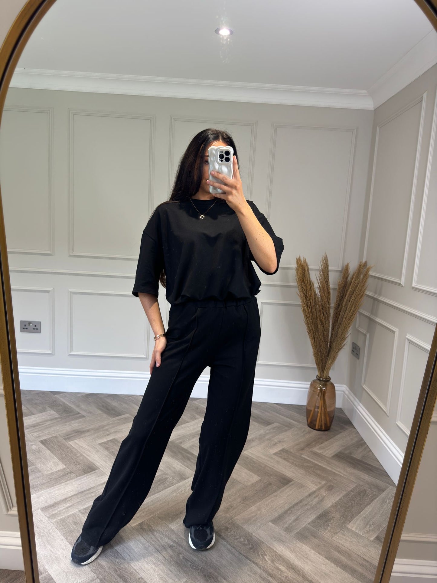 Black Oversized Tee Lounge Set