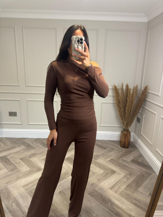 Brown Long Sleeve Lounge Set