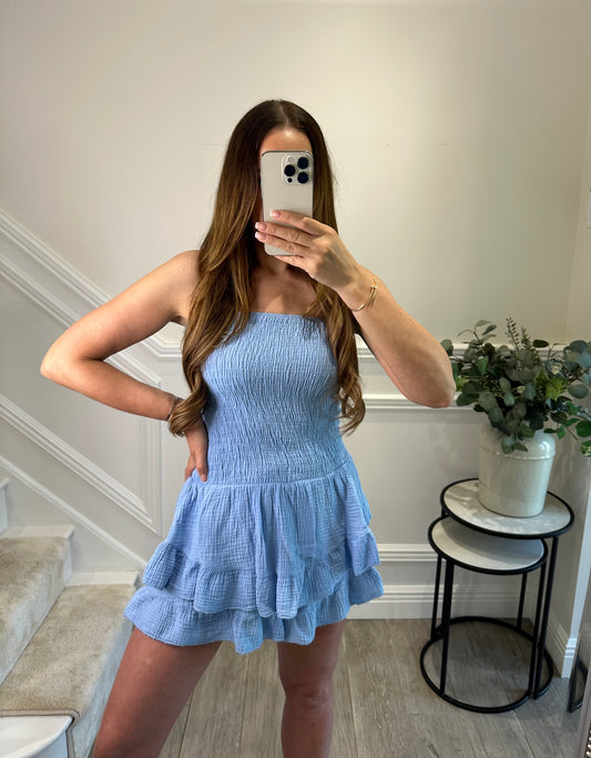 Blue Bandeau Playsuit