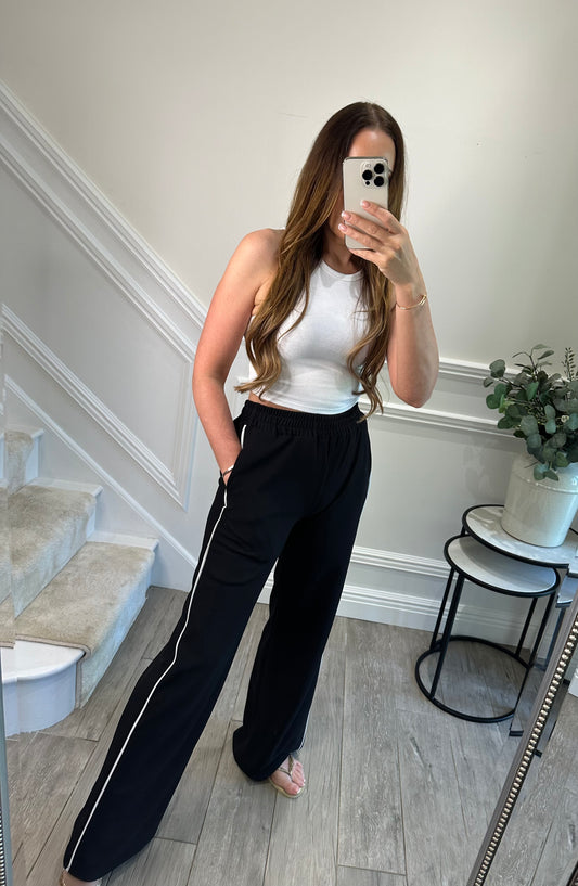 Black White Stripe Trousers