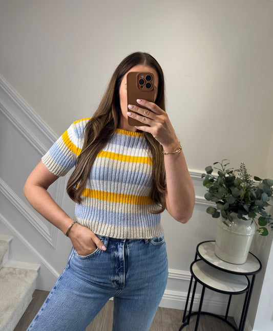 Yellow Striped Knit Tee