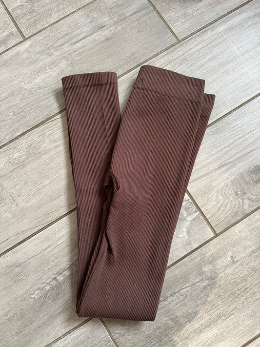 Brown Ribbed Leggings