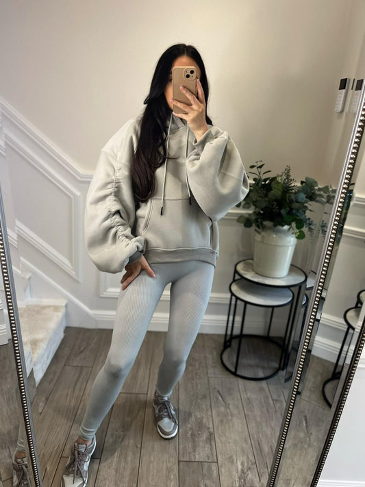 Grey Ruched Hoodie